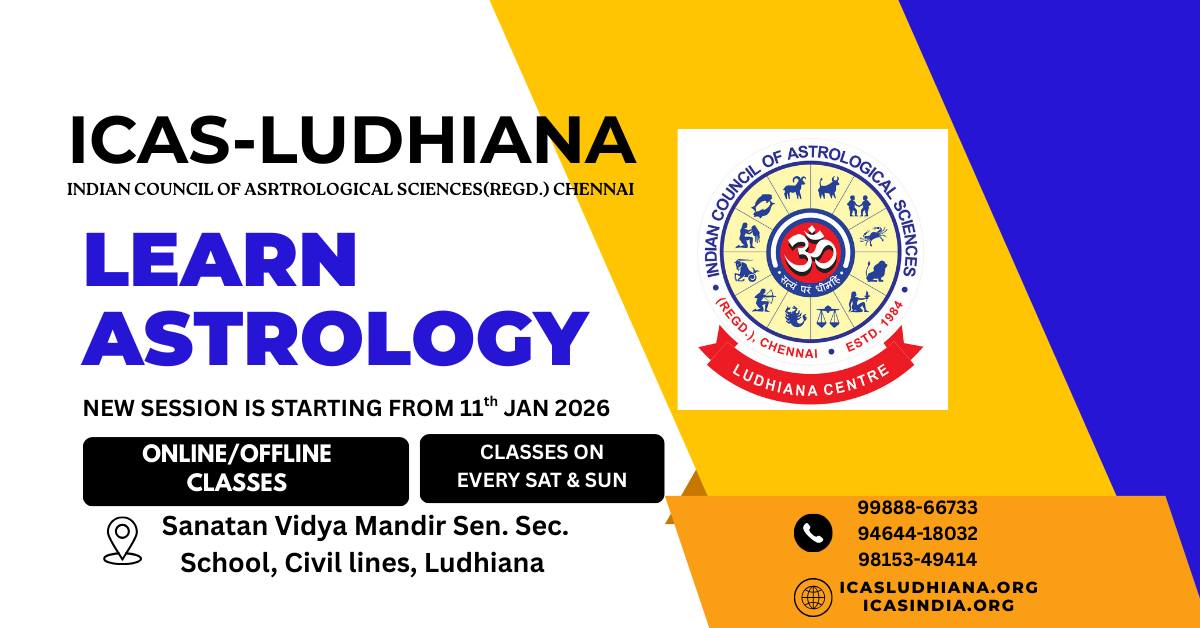 ICAS- Ludhiana Chapter Facebook ad: Admission Open for Astrology Courses - Online &…