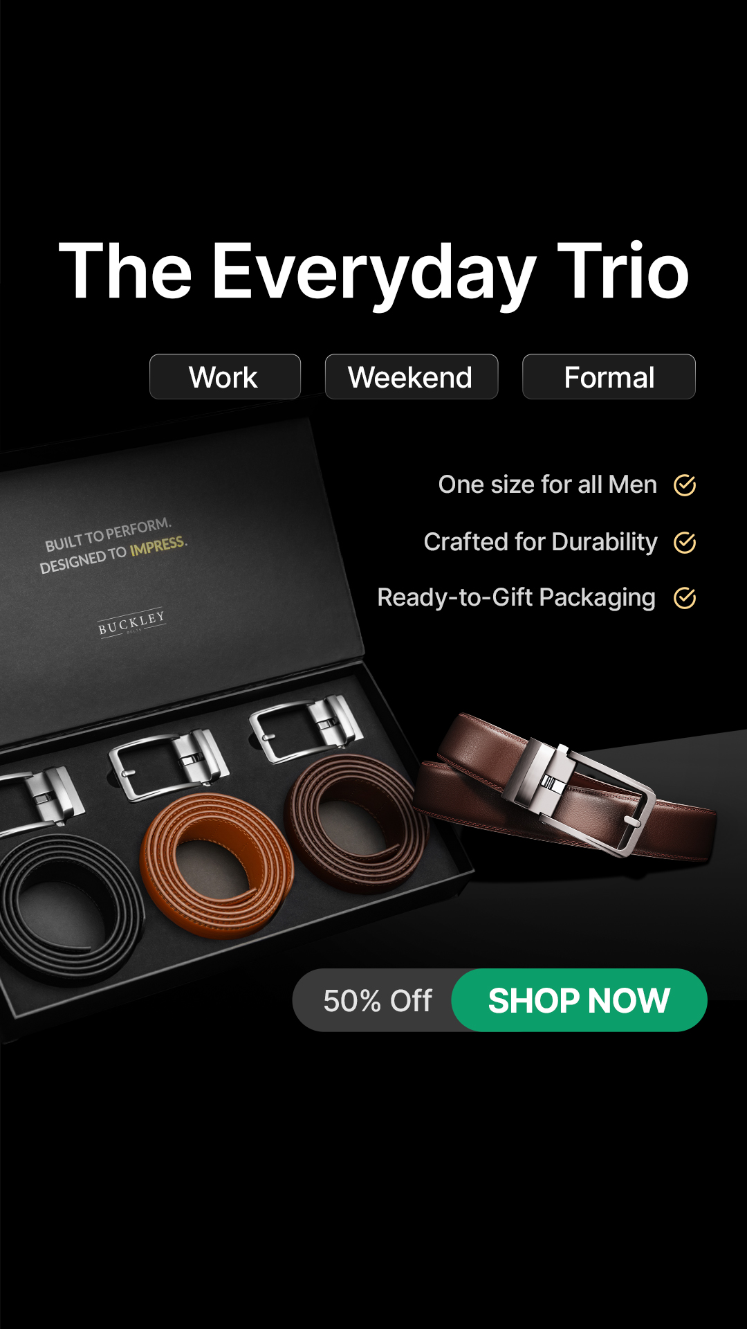 Buckley Belts Facebook ad