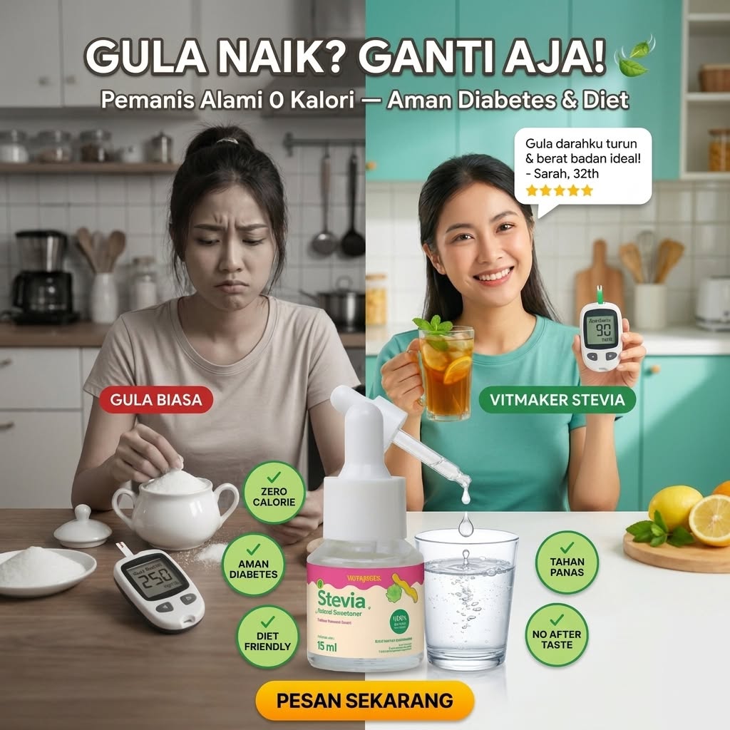 Vitmaker Facebook ad: Alternatif pemanis untuk kamu yang lagi jaga kalori.