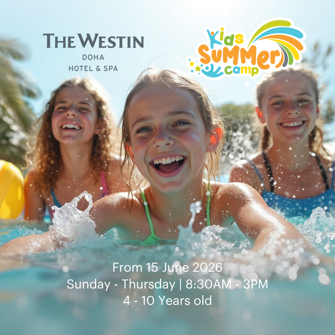 The Westin Doha Hotel & Spa Facebook ad: Our thoughtfully curated summer camp balances well-being…