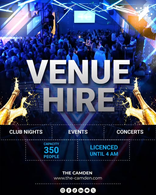 The Camden Facebook ad: Venue Hire - 350 Capacity