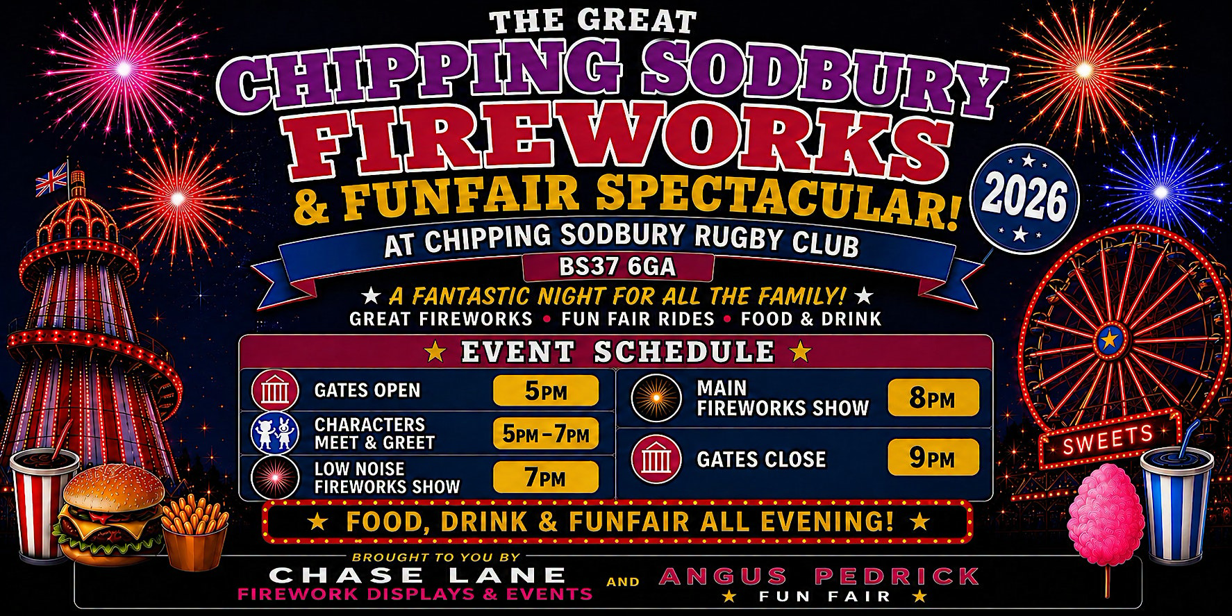 Inflatable Theme Park, UK Facebook ad: The Great Chipping Sodbury Fireworks & Funfair Spectacular…
