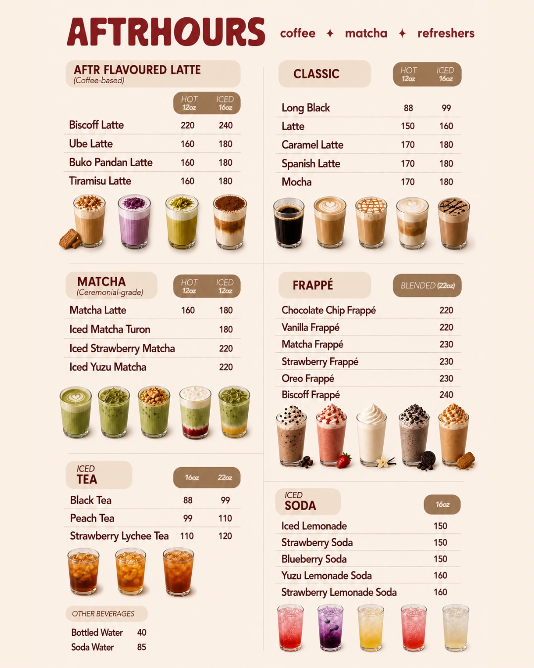 Aftrhours Café Facebook ad: check out our soft opening menu