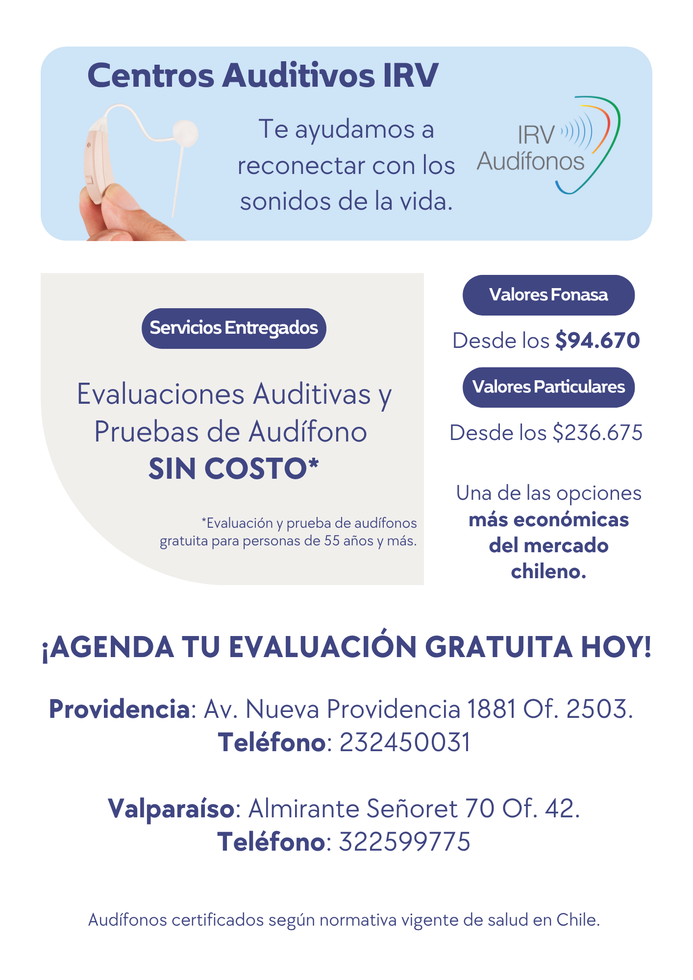 IRV Audífonos Facebook ad from Oct 27, 2025