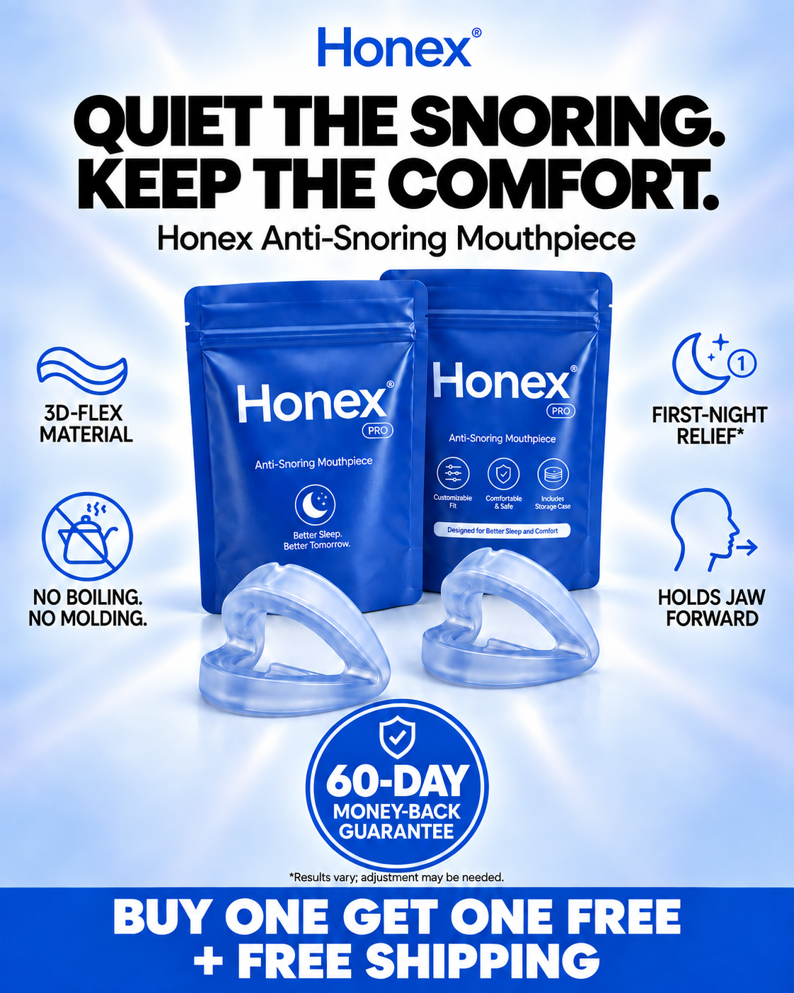 Honex Facebook ad: Fix Snoring & Sleepless Nights