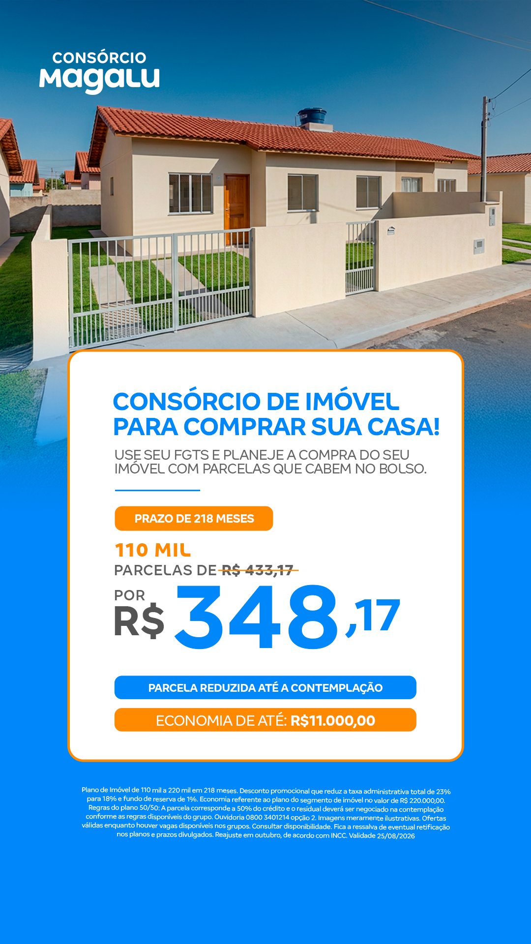 Consórcio Magalu Facebook ad from Aug 3, 2026