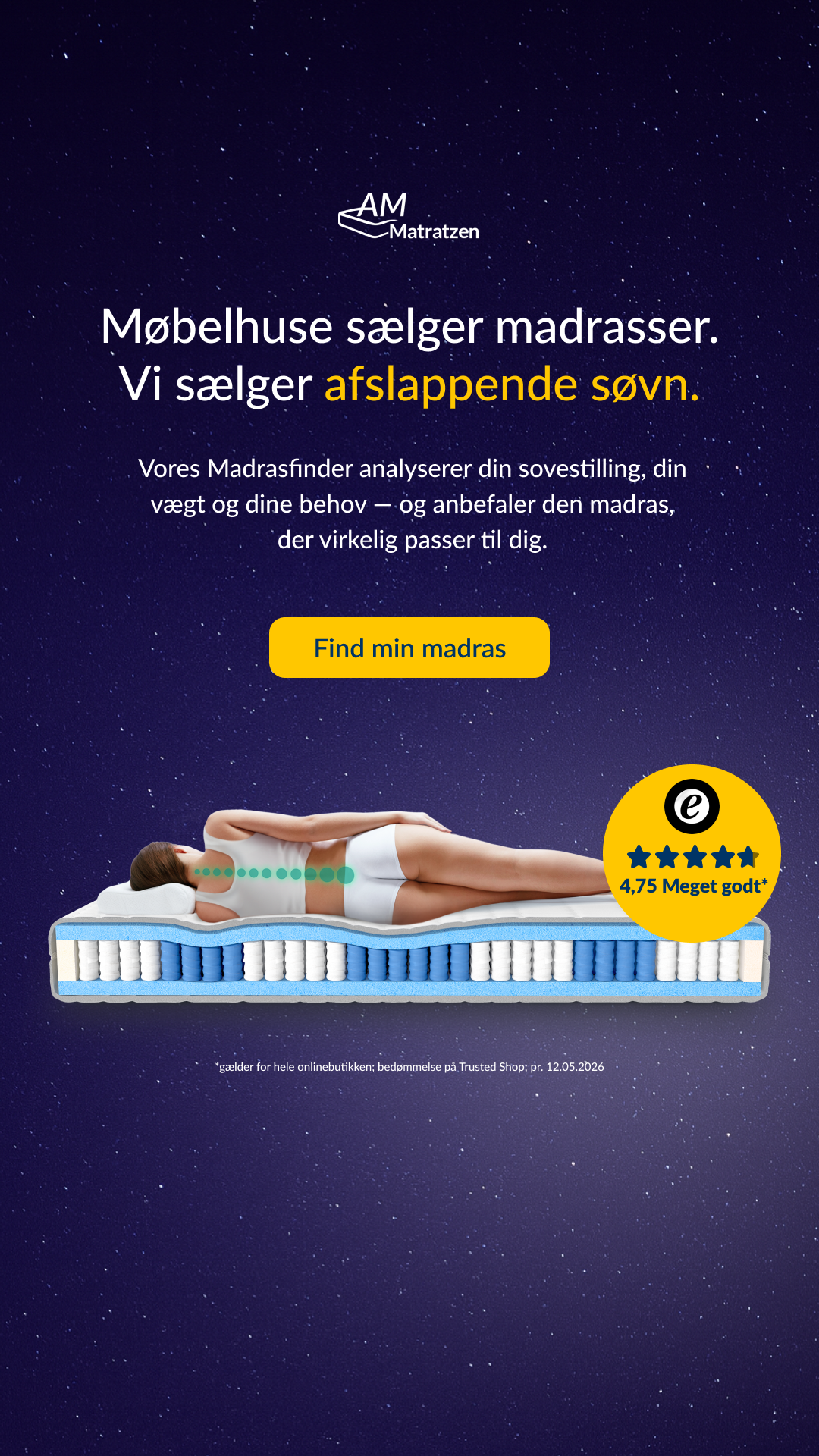 AMQ Sleep Facebook ad: Find den optimale madras til dig →