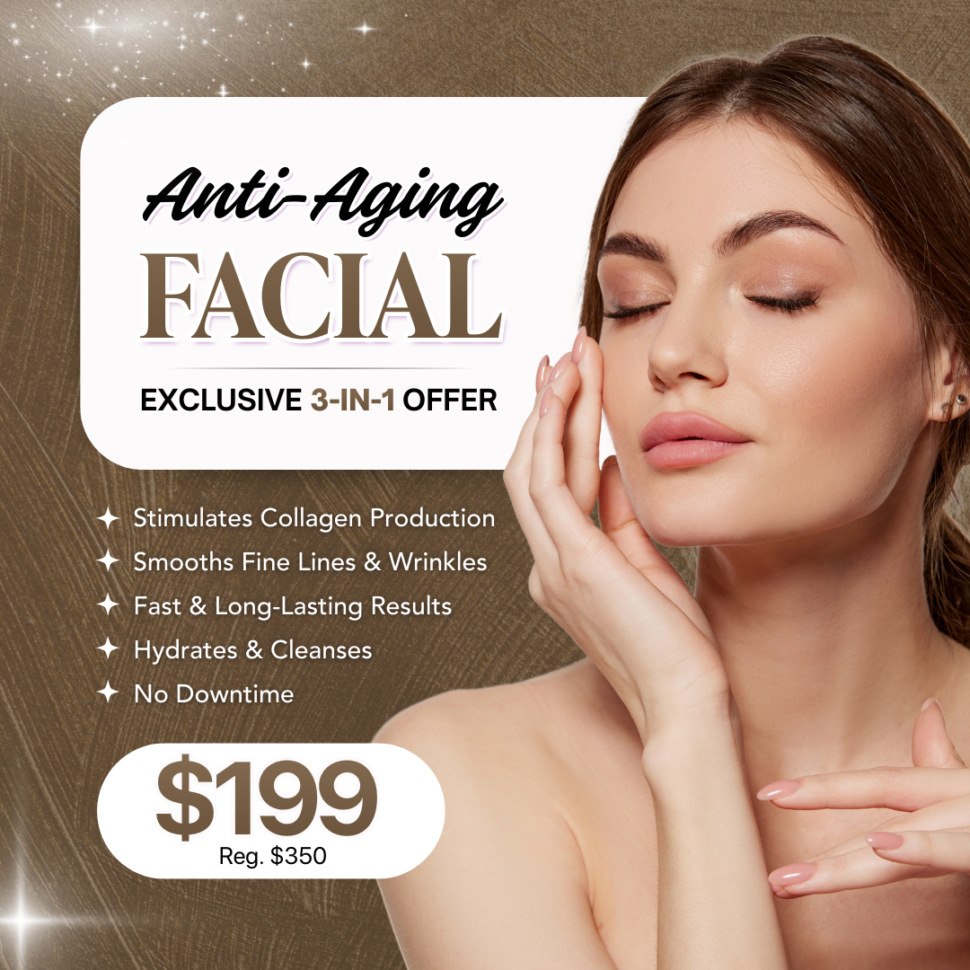 My Dental Touch Wellness Studio Facebook ad: Bye Bye Wrinkles, Hello to Glowing Skin Just $199