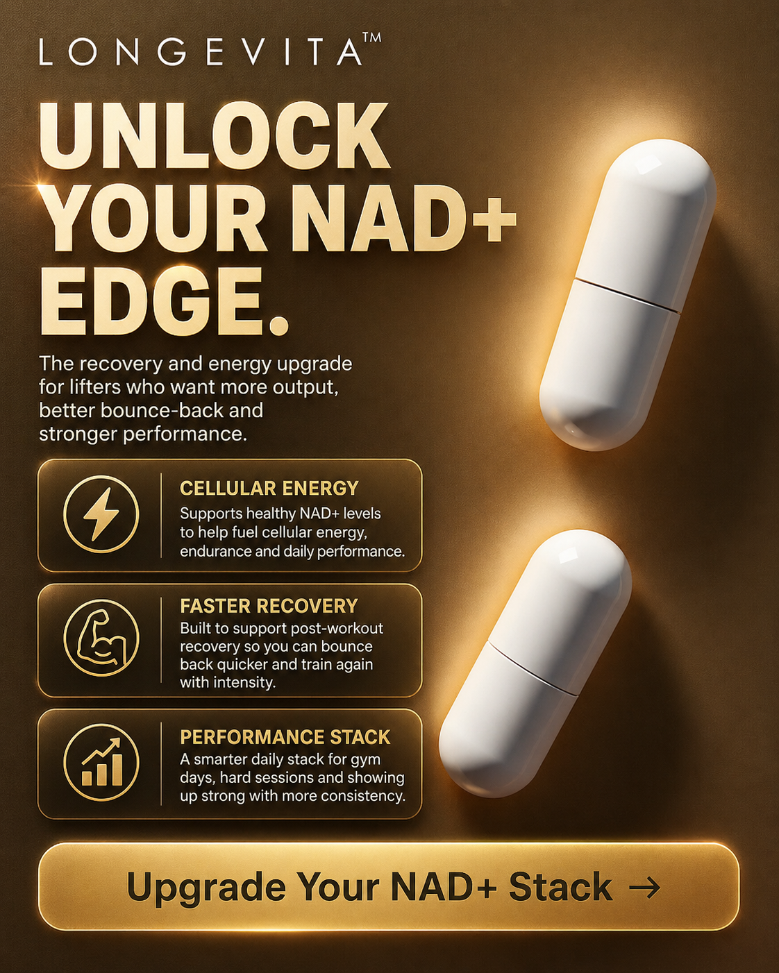 Longevita Facebook ad: Unlock your NAD+ edge