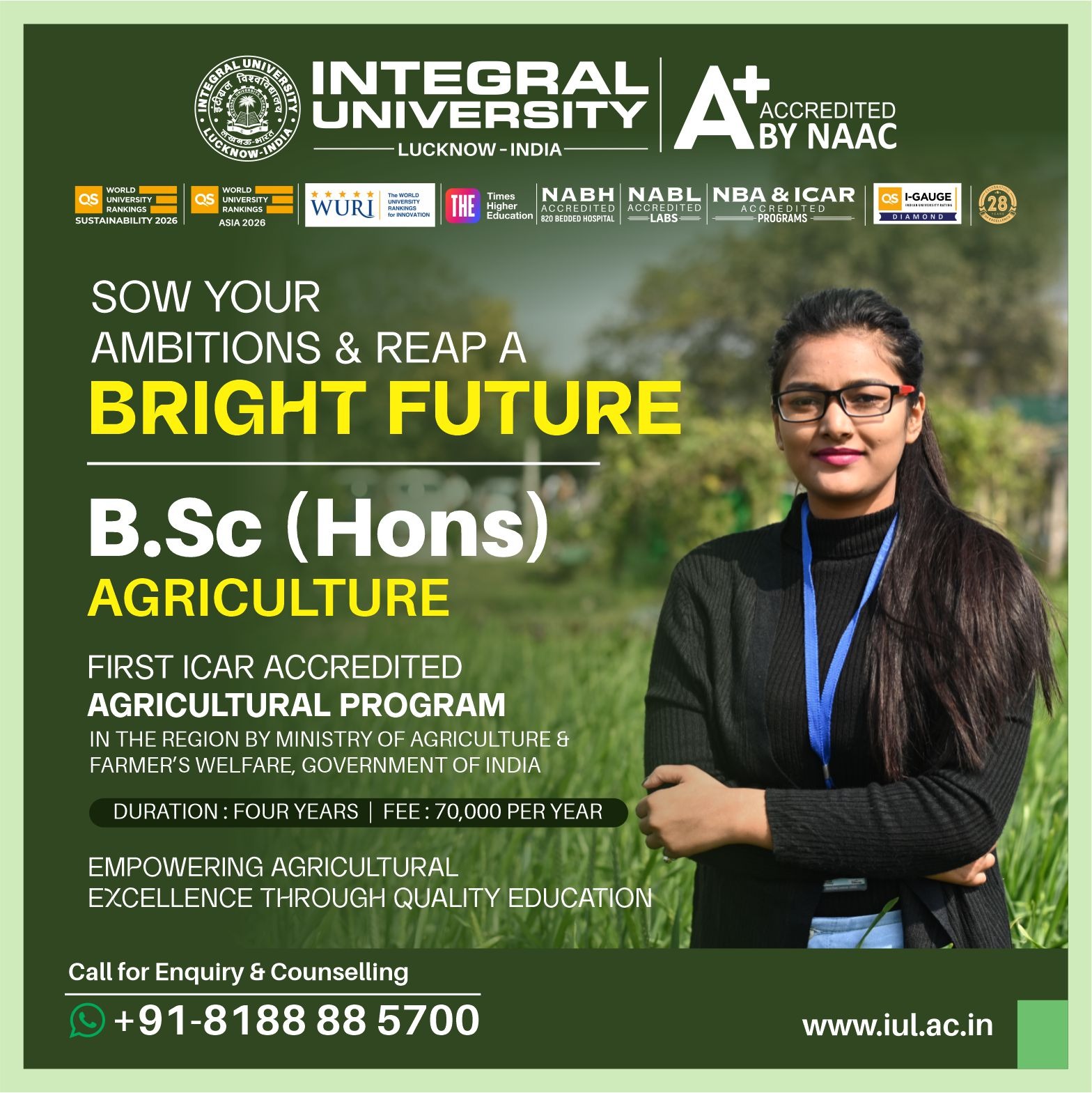 Integral University Facebook ad: Sow Your Ambitions & Reap a Bright Future!