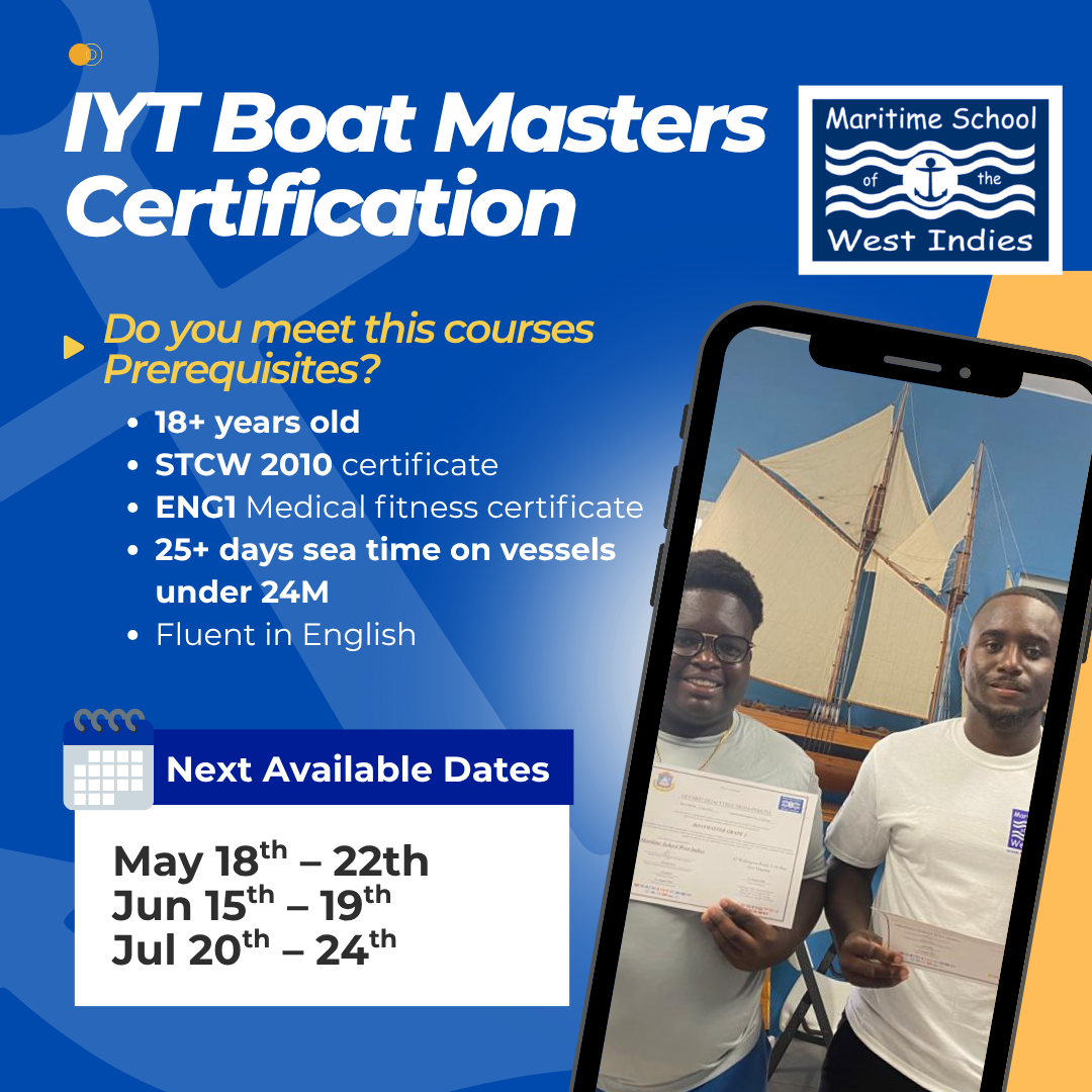 Maritime School of the West Indies Facebook ad: Intermediate Boat Master Course: 6 Days, 5 Seats Only