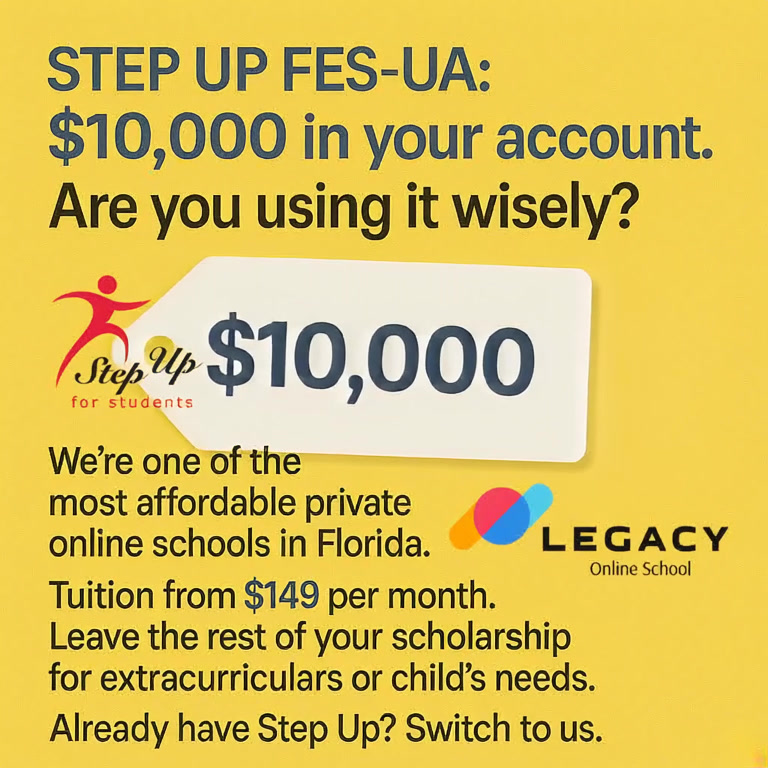 Legacy K12 Online School Facebook ad: Try 3 Free Classes Today!