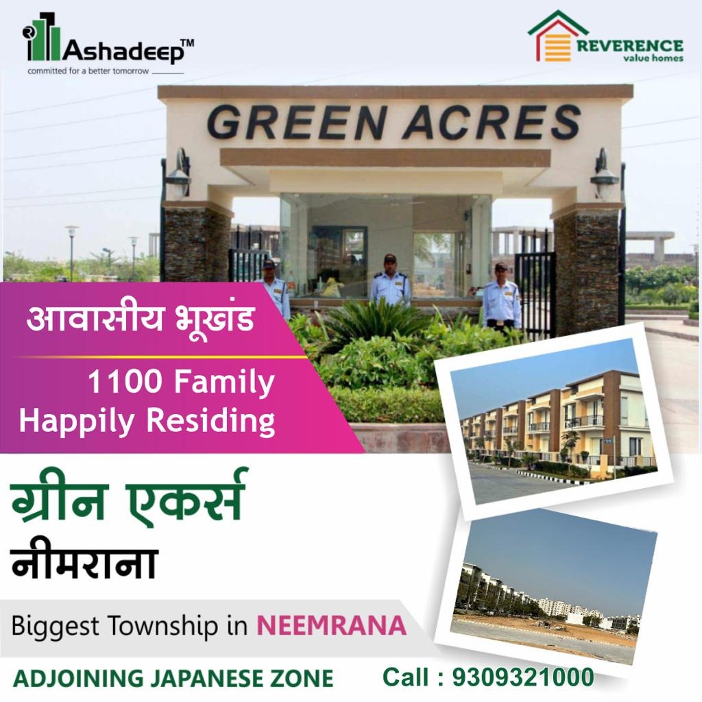 Green Acres Neemrana Facebook ad: Plots available of All Sizes.