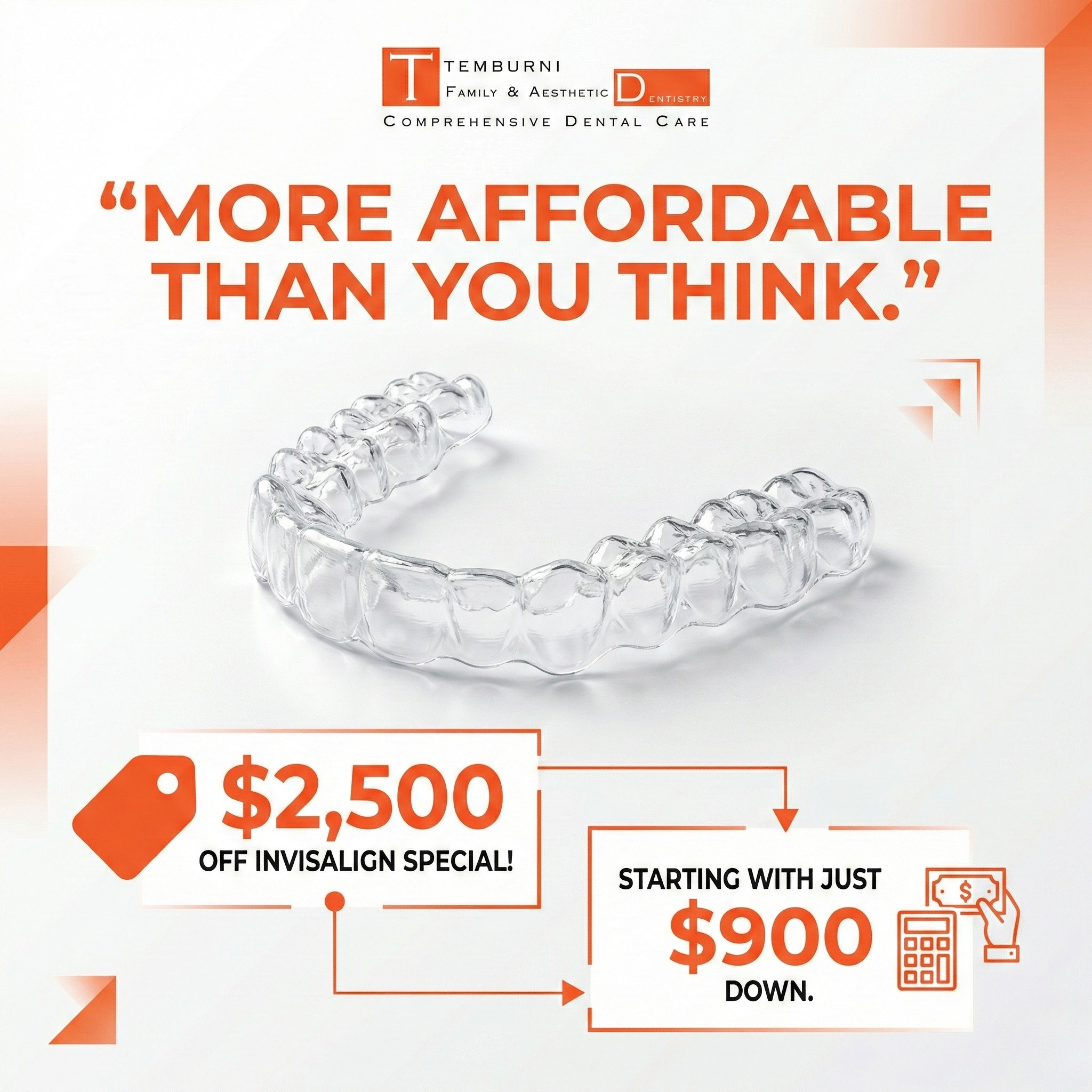 Temburni Family Dentistry Facebook ad: $2,500 OFF On Invisalign Treatment!