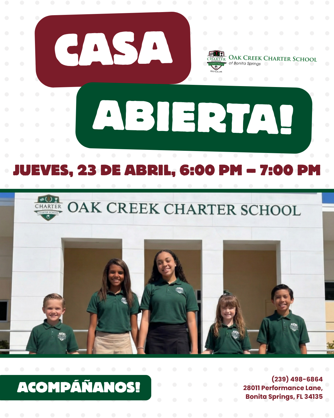 Oak Creek Charter School of Bonita Springs Facebook ad: Join Our Open House at Oak Creek!