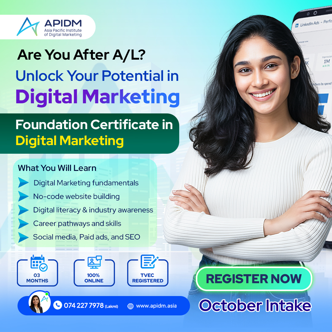 Asia Pacific Institute of Digital Marketing - APIDM Facebook ad: Start Building Your Career After A/Ls