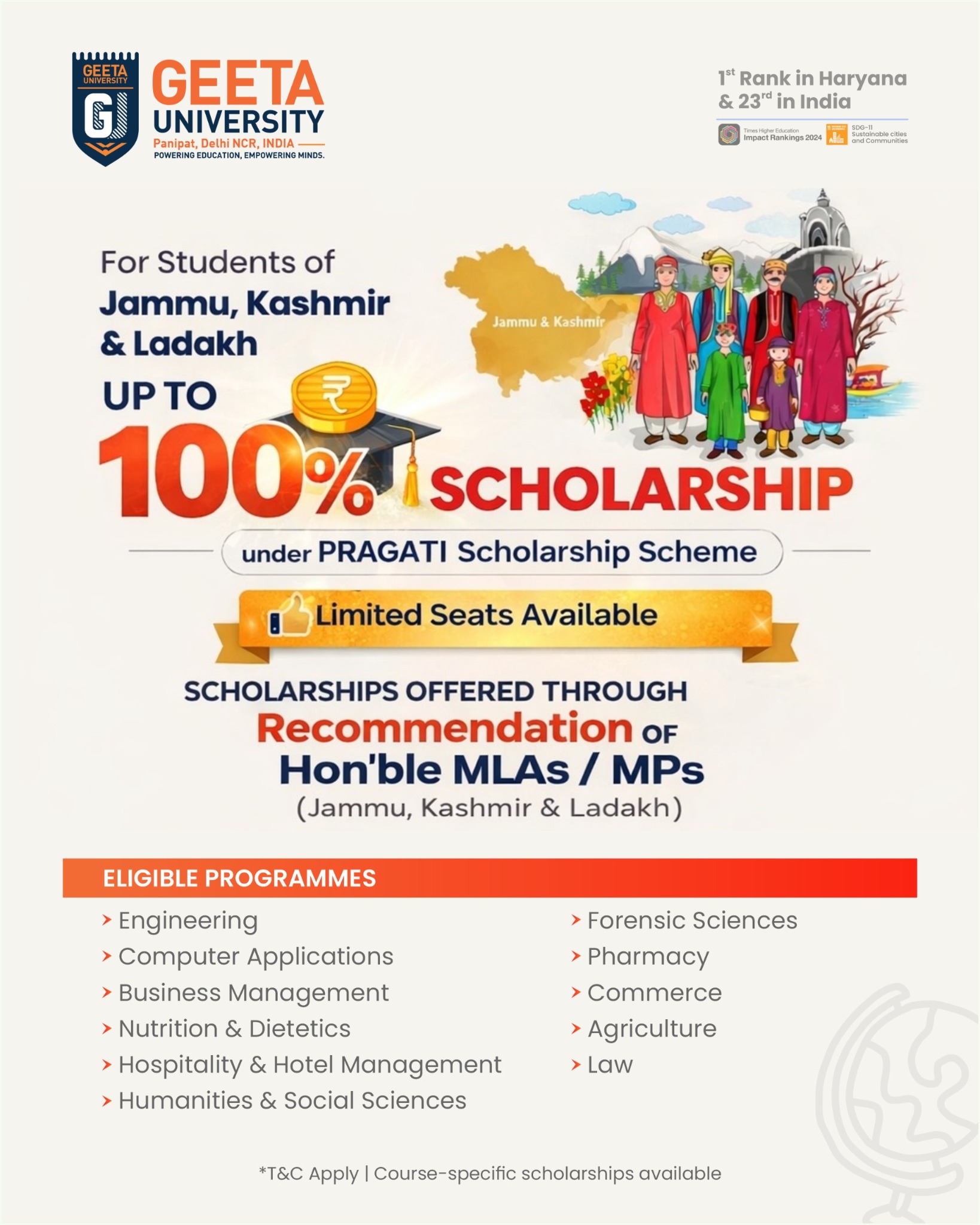 Geeta University Facebook ad: Limited Scholarship Seats
