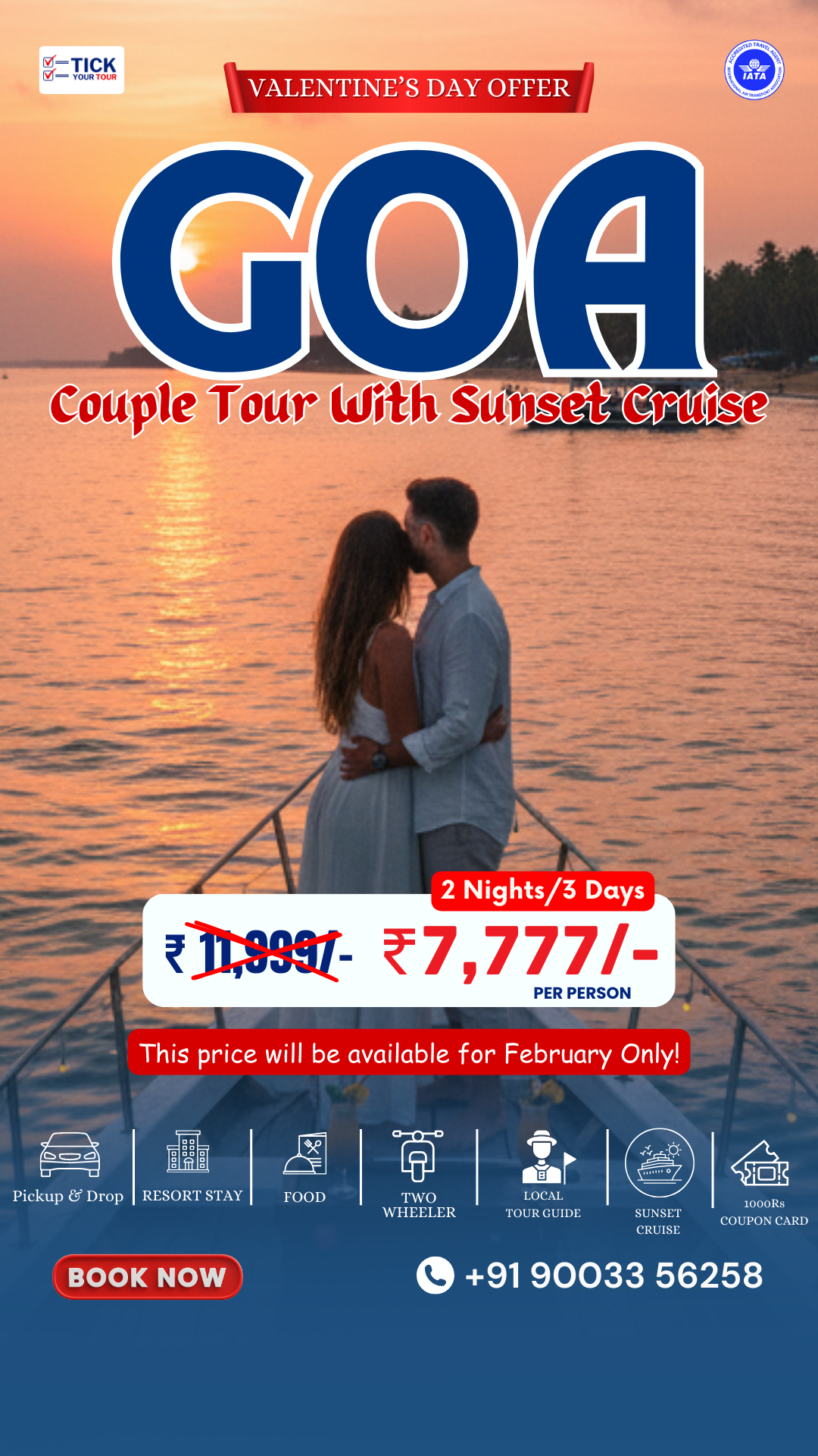 TickyourTour Kerala Facebook ad: Valentine’s Day Offer