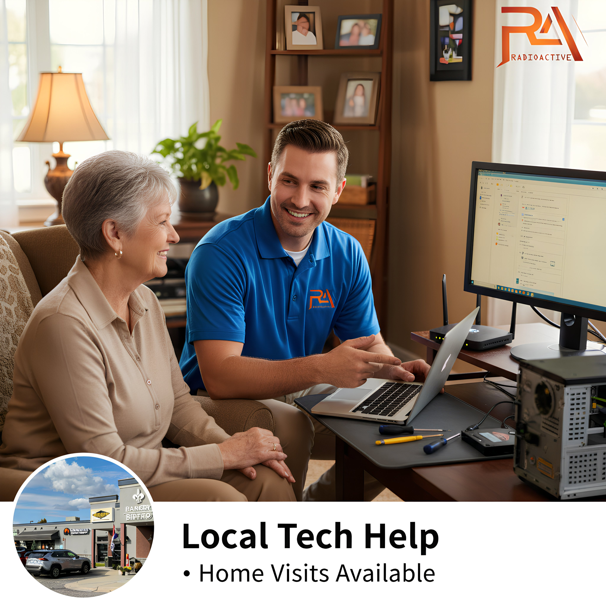 RadioActive Facebook ad: Tech Help You Can Trust, Right at Home