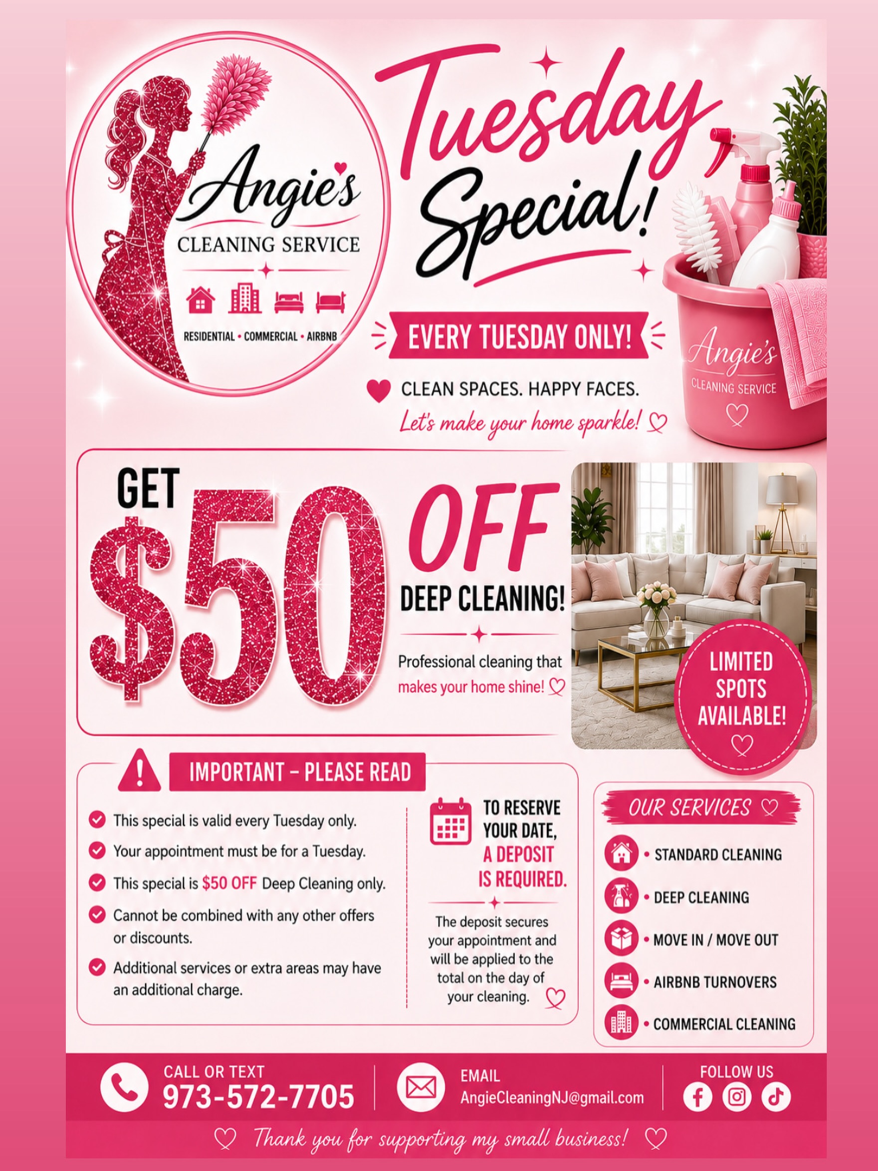 Angie's Cleaning Service NJ Facebook ad