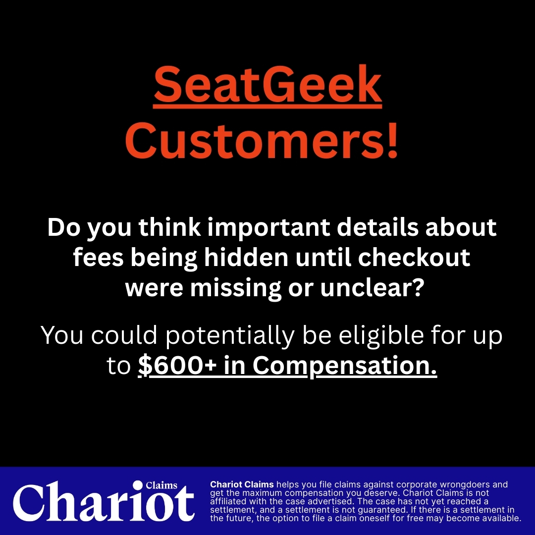 Chariot Claims - formerly ClaimClam Facebook ad: SeatGeek may not have shown you the full ticket price up…