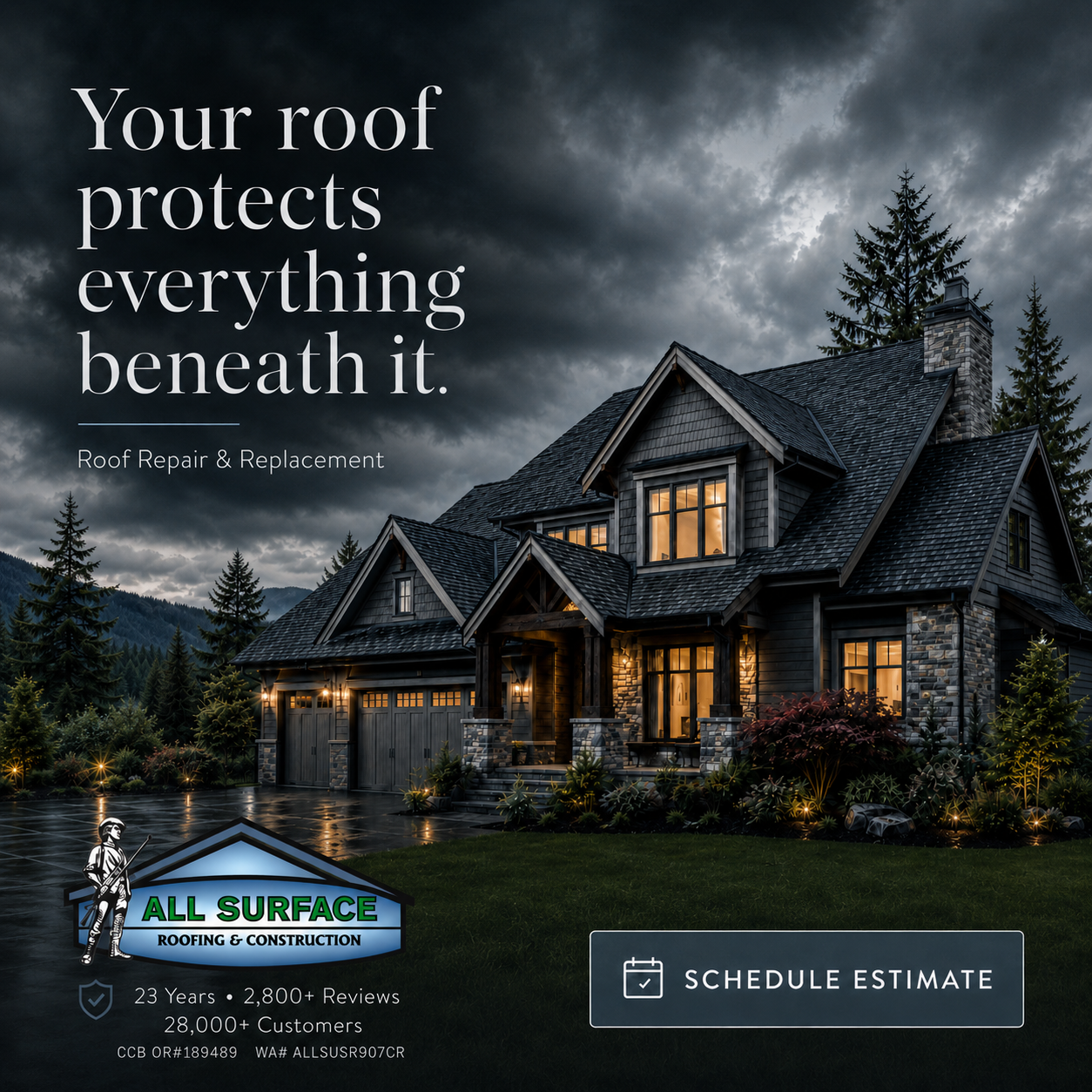 All Surface Roofing & Construction Facebook ad
