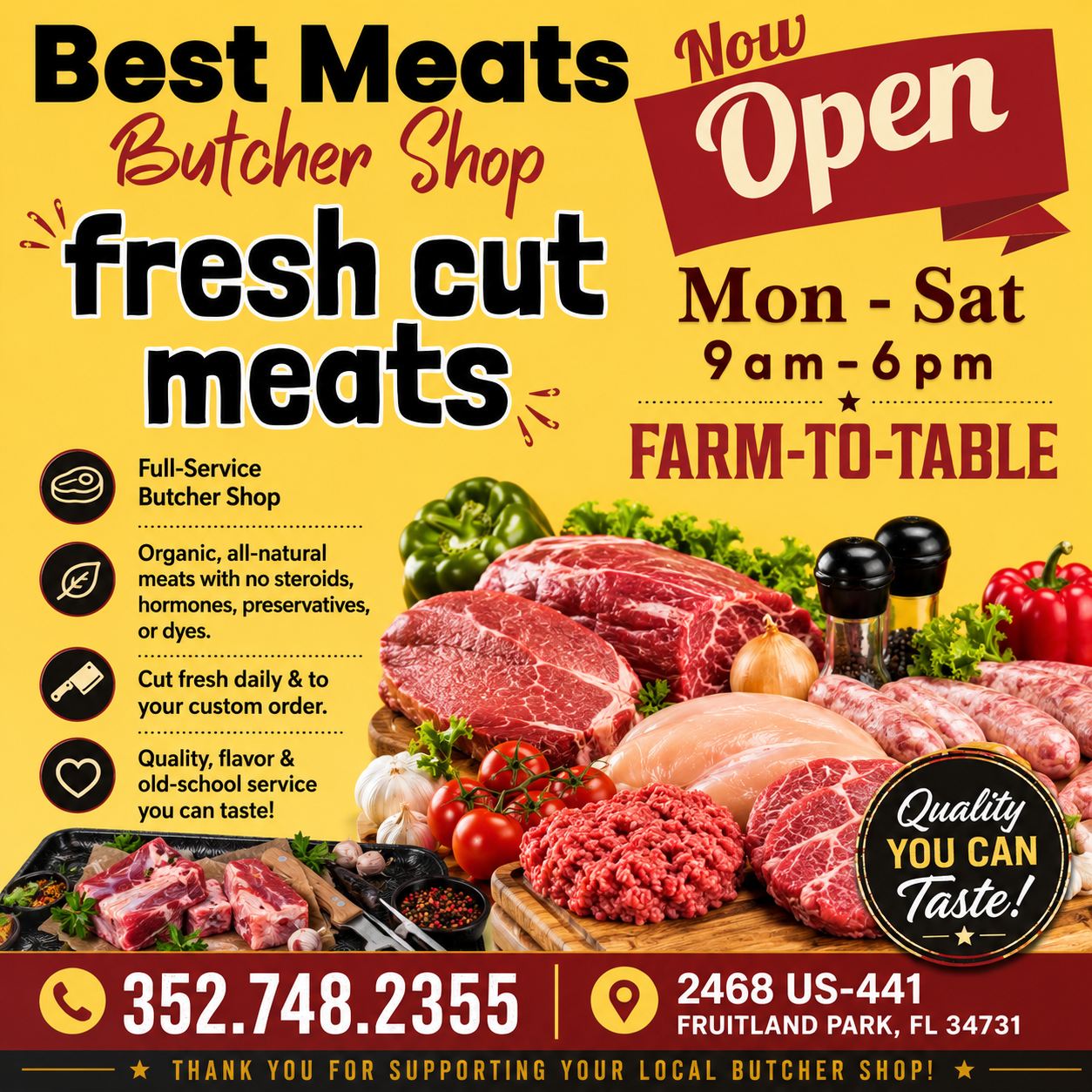 Best Meats Florida Facebook ad: All-Natural Meat Market, Hormone-Free Poultry, Organic…