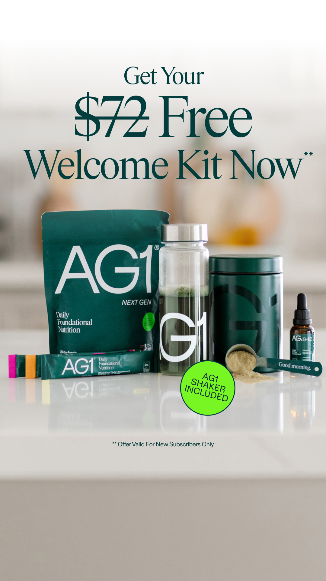 AG1 by Athletic Greens Facebook ad: Welcome to the Next Gen of Wellness