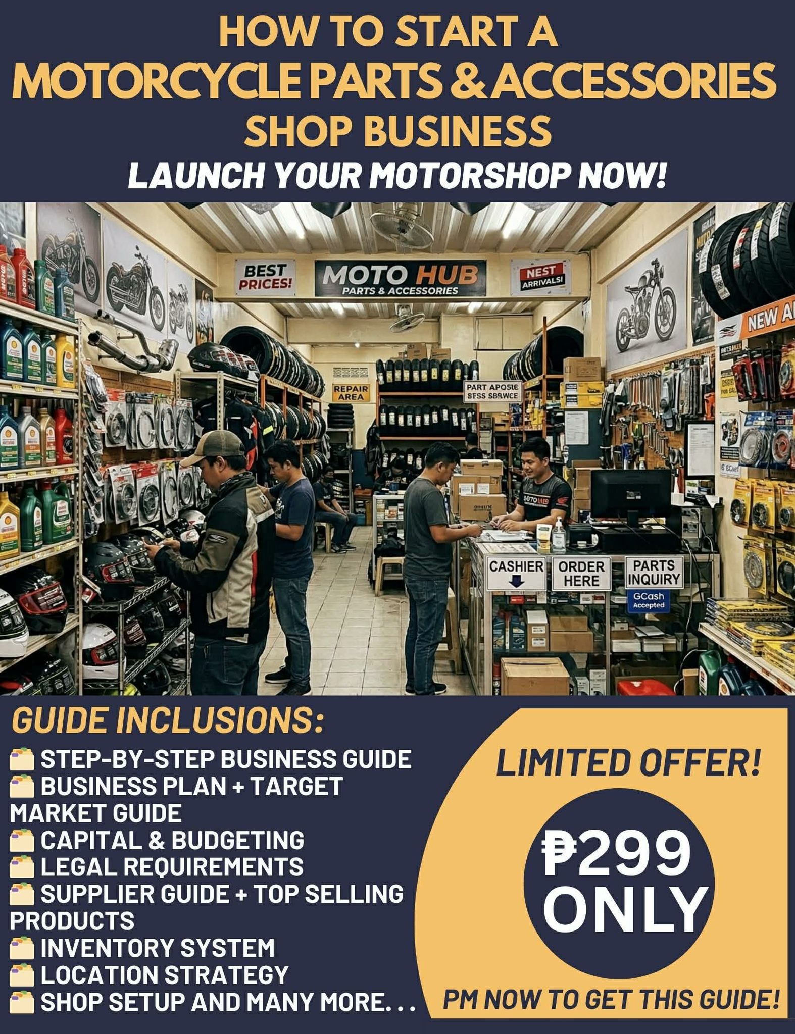 Motoshop Start-up Guide Facebook ad: ๐๐ฅ๐๐ง๐ง๐ข๐ง๐ ๐ญ๐จ ๐๐ญ๐๐ซ๐ญ ๐๐จ๐ฎ๐ซ ๐๐ฐ๐งโฆ