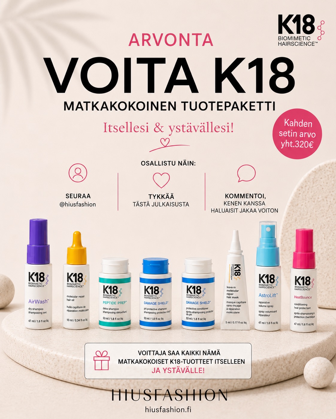 hiusfashion Facebook ad: Osallistu Hiusfashionin heinäkuun Super ARVONTAAN ja VOITA…