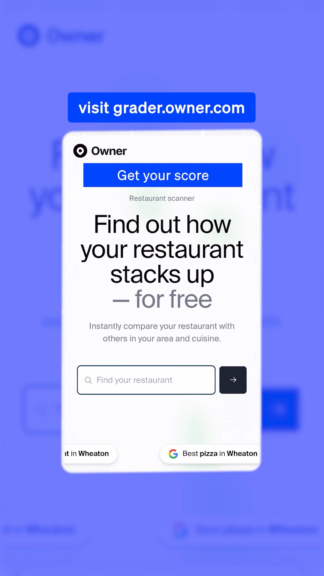 Restaurant Grader Facebook ad: Grade your site