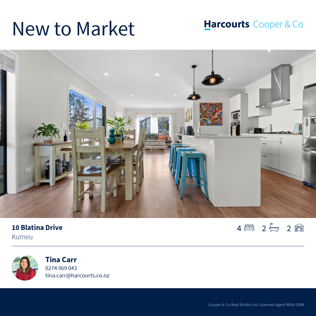 Tina Carr Real Estate - Harcourts Cooper & Co Facebook ad from Aug 12, 2026
