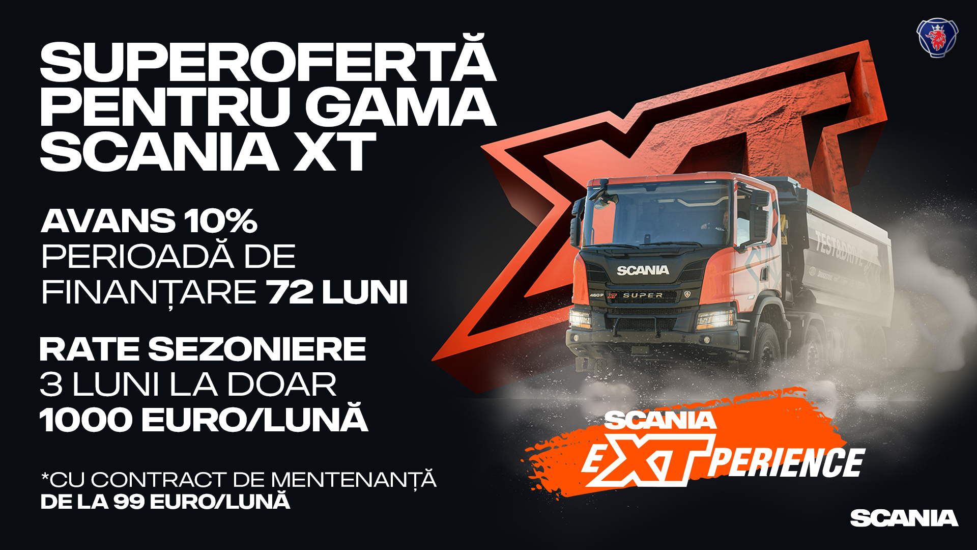 Scania Romania Facebook ad: Ofertă pentru gama Scania XT