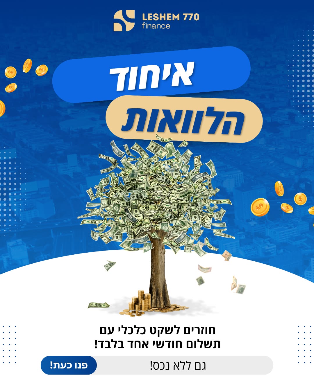Leshem770 finance Facebook ad: איחוד הלוואות - תשלום אחד
