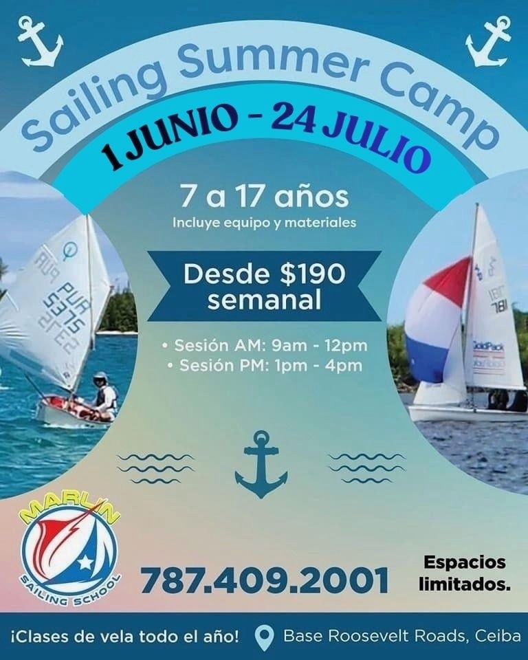 Marlin Sailing School Facebook ad: Clases de vela este verano en Marlin Sailing…