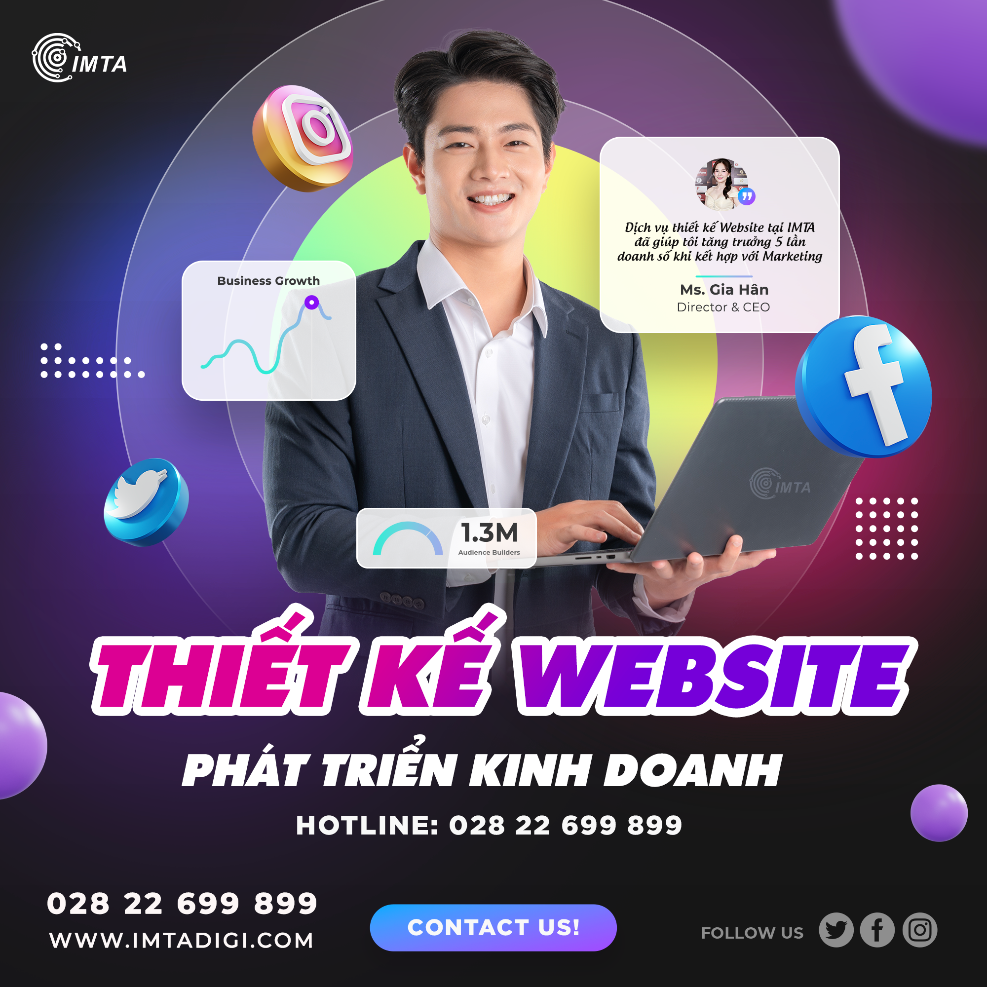 Digital Marketing IMTA Facebook ad: THIẾT KẾ WEBSITE CHUẨN SEO & MARKETING