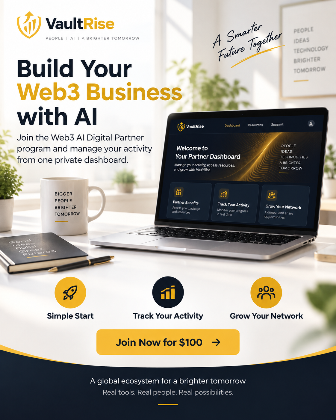 Vaultrisedigitals Facebook ad: Build Your Web3 Journey With AI