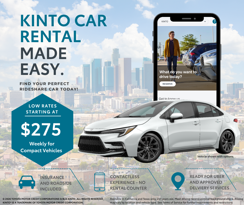 KINTO United States Facebook ad: Low rates starting at $275 weekly for compact vehicles