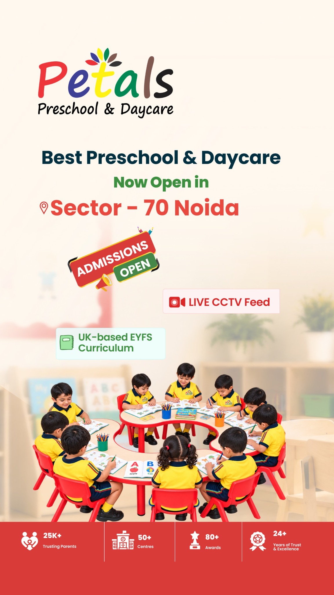 Petals Preschool & Day Care Facebook ad: Preschool & Day Care in Sector 70 Noida