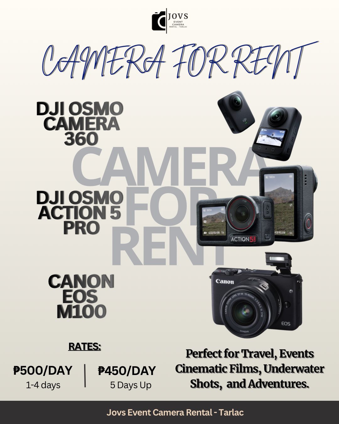 Jovs Event Camera Rental - Tarlac Facebook ad