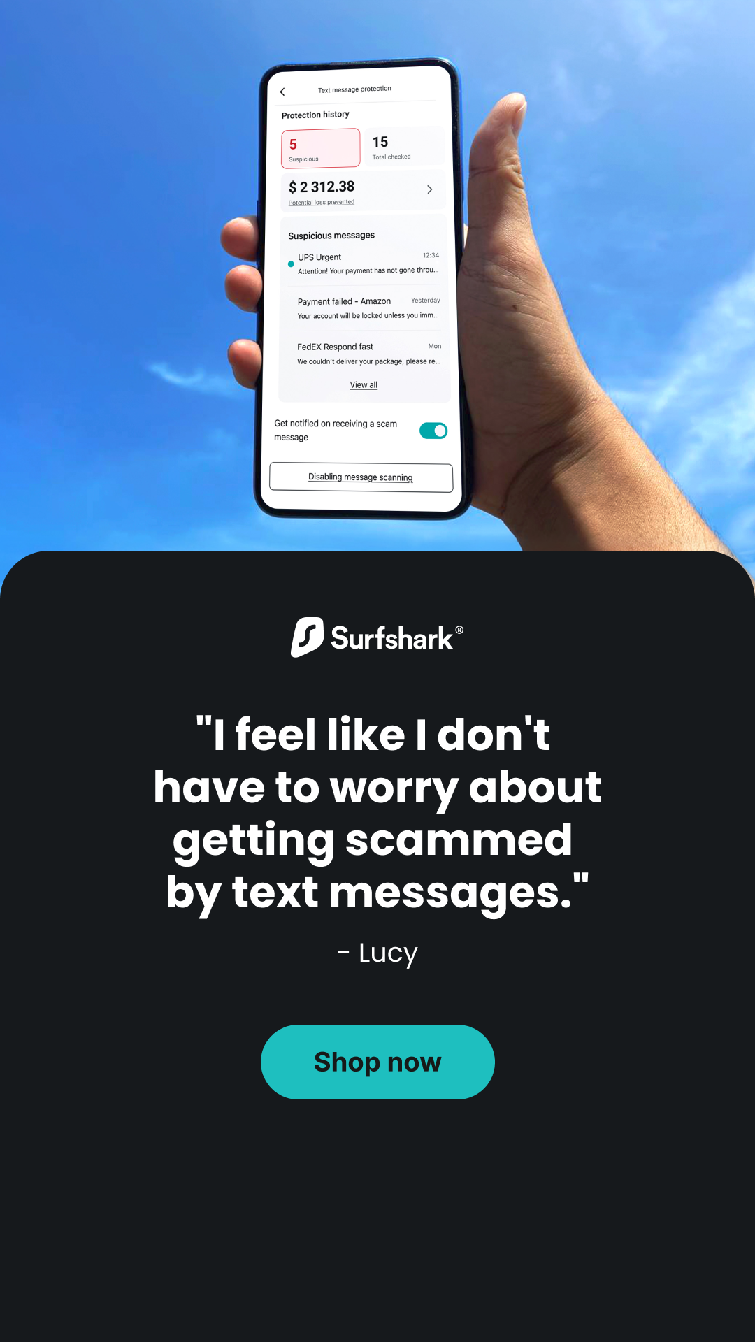 Surfshark Facebook ad