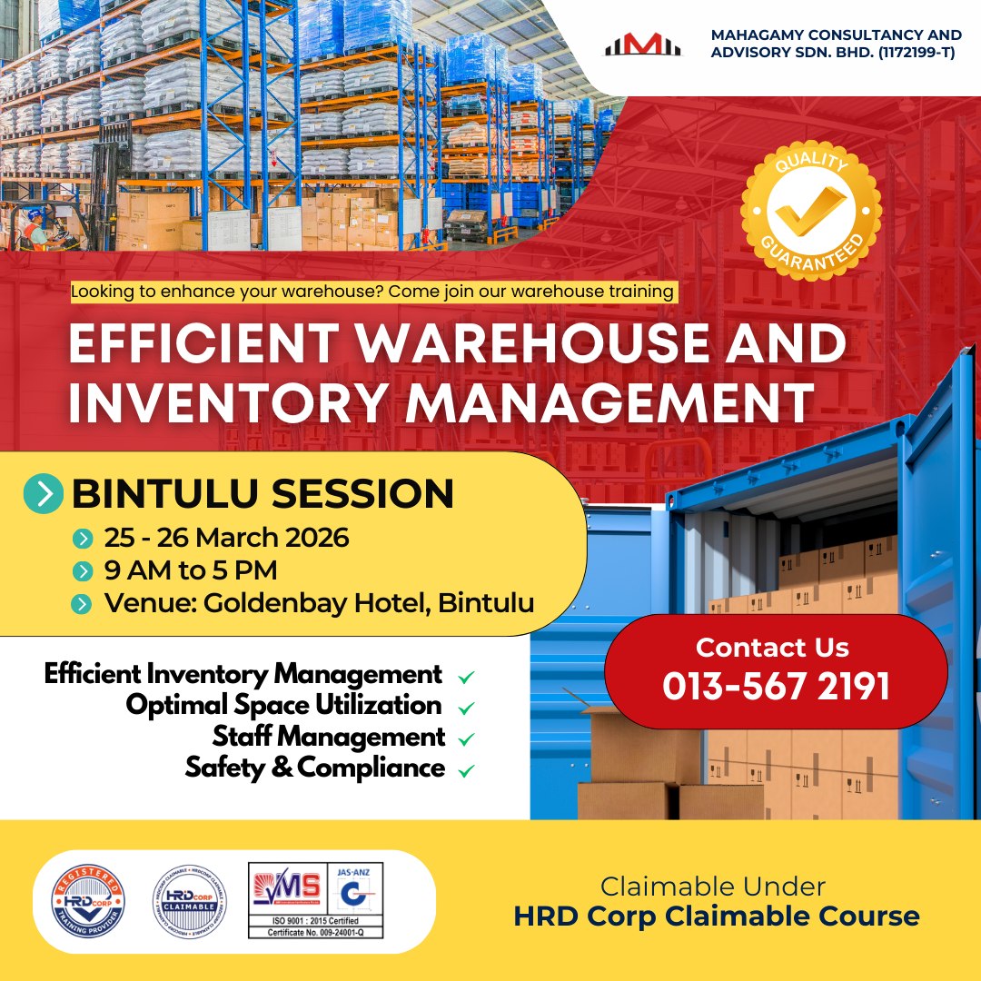 Mahagamy Consultancy and Advisory Sdn. Bhd Facebook ad: Training: 𝐄𝐟𝐟𝐞𝐜𝐢𝐞𝐧𝐭 𝐖𝐚𝐫𝐞𝐡𝐨𝐮𝐬𝐞 𝐀𝐧𝐝…