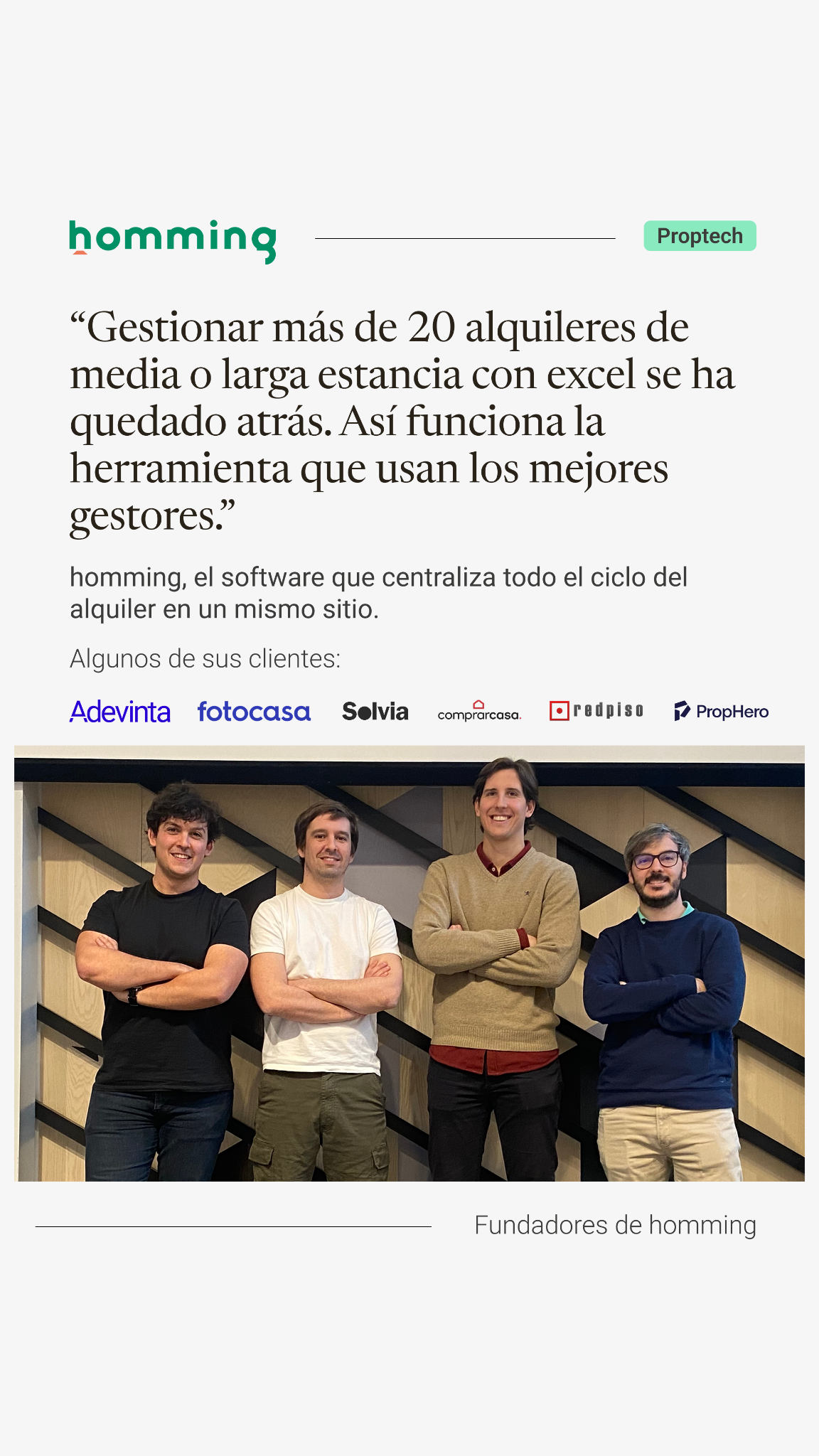 Homming Facebook ad: Toda la gestión en una sola app.
