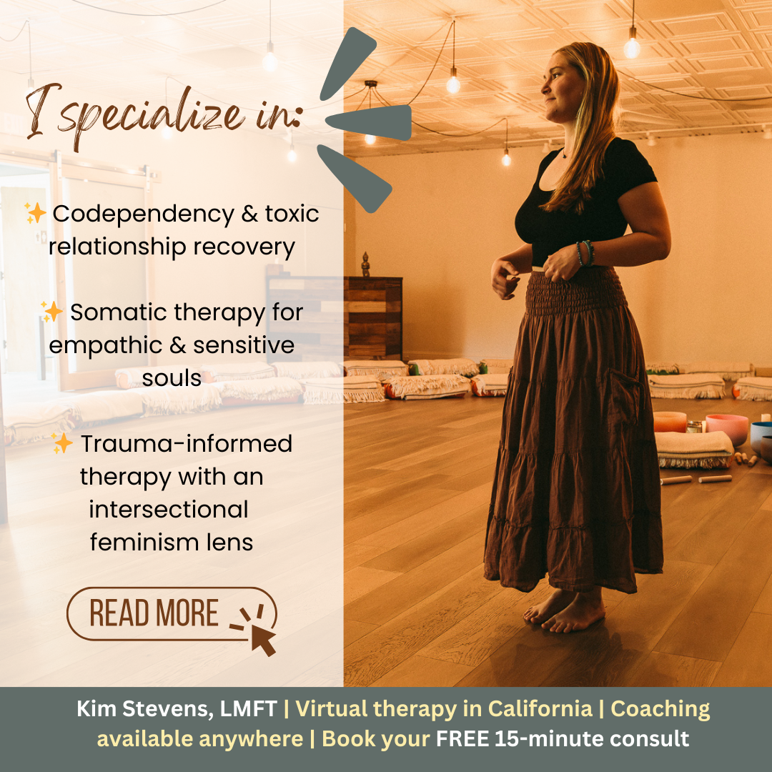 Kim Stevens Facebook ad: Therapy That Sees All of You-Mind, Body, Spirit