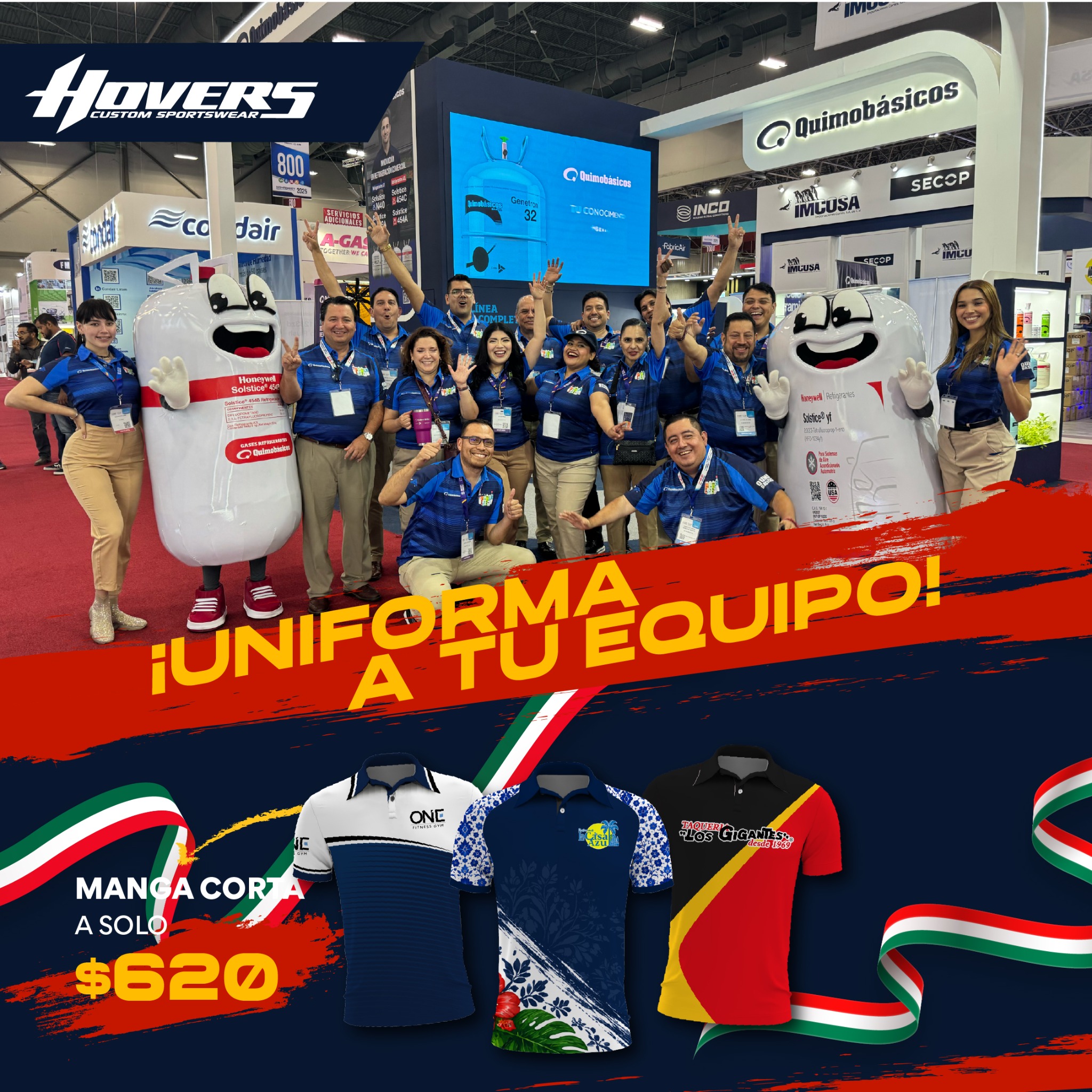 Hovers Facebook ad: Escríbenos por WhatsApp y cotiza los uniformes de tu equipo.