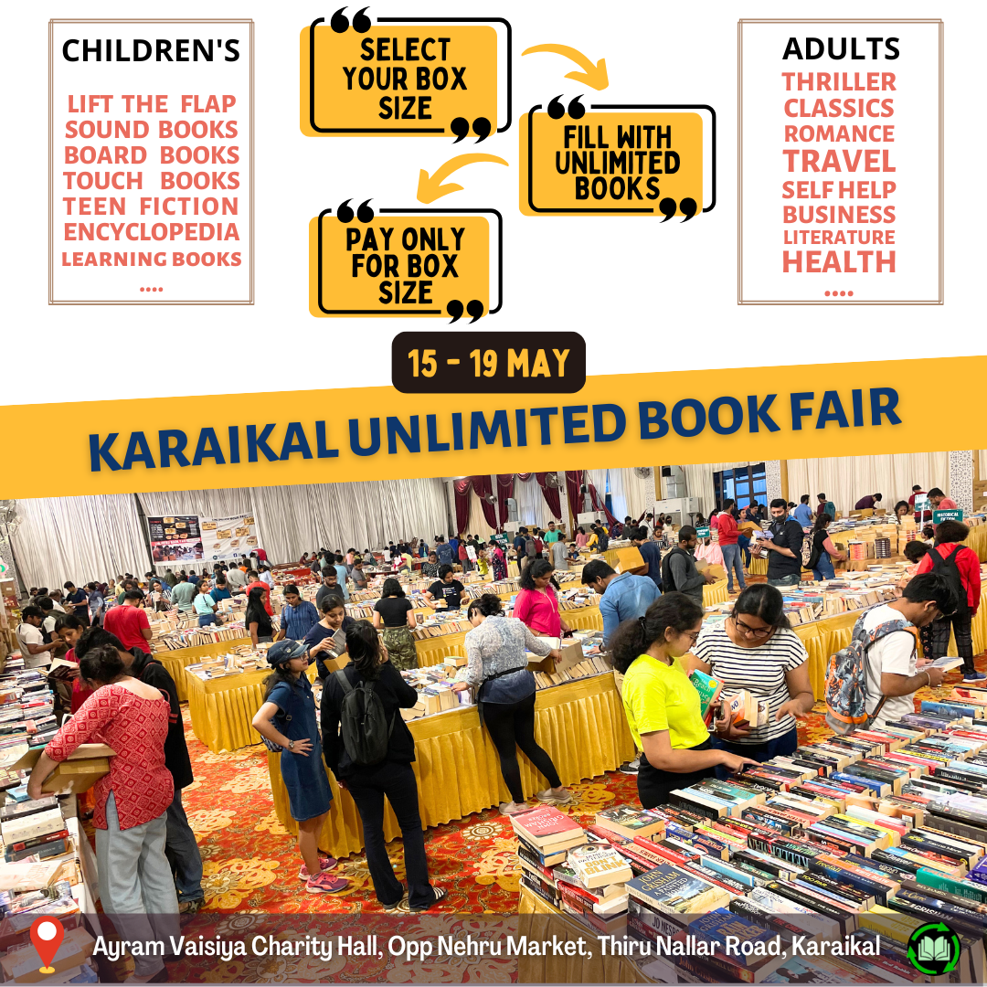 Usedbooksfactory.com Facebook ad: Karaikal Unlimited Bookfair | India's largest books sale