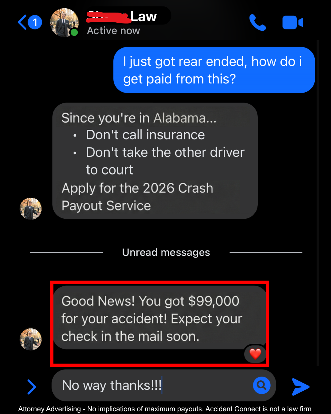 Accident Connect Facebook ad
