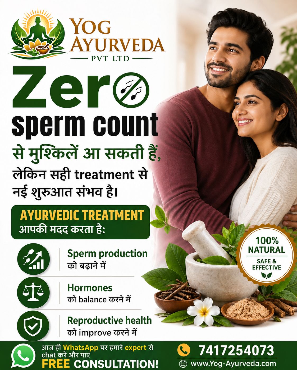 Yog Ayurveda Herbs Facebook ad: क्या आपको Zero Sperm Count, Low Sperm Count…