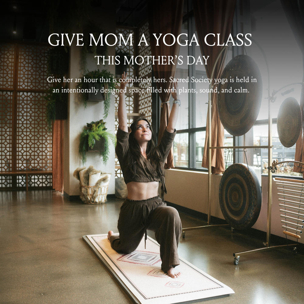 Sacred Society Facebook ad: Sacred Society yoga lives inside a space that…