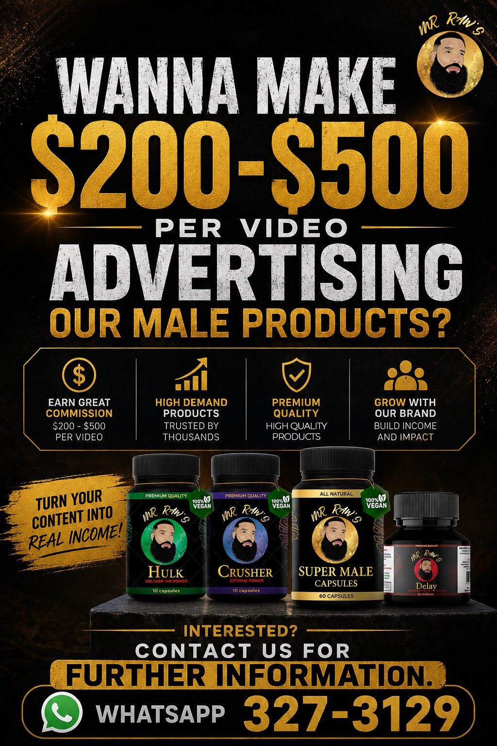 Mr Raw's Facebook ad: Message us for more information.